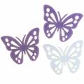 Floristik24 Vilten vlinder tafeldecoratie paars wit assorti 3,5x4,5cm 54 stuks