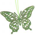 Floristik24 Decoratieve hangende vlinder groen glitter 8cm 12st