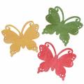 Floristik24 Scatter decoratie vlinder hout oranje, geel, groen 4cm 72p
