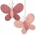 Floristik24 Vlinder om hout op te hangen roze 13cm x 22cm 2st