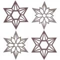 Floristik24 Decoratie sterren paars houten sterren sneeuwvlokken zelfklevend 4cm mix 36st