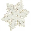 Floristik24 Sneeuwvlokken hout 4cm wit met mica 72st