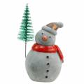 Floristik24 Kerstfiguur sneeuwpop met dennenboom betongrijs gekleurd 9cm - 11cm 4st