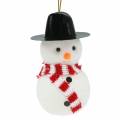 Floristik24 Kerstboomdecoratie sneeuwpop met hoed om op te hangen H8cm 12st