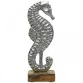 Zeepaardje om te plaatsen, zeedecoratie van metaal, maritiem sculptuur zilver, natuurlijke kleuren H22cm