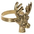 Floristik24 Metalen servetring met hertenkop in goudkleur, 6 cm, 4 stuks