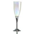 Floristik24 Oudejaarsavond decoratie champagne glas plug zilver 7.5cm L27cm 12st