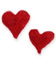 Floristik24 Sisal hartjes 5-6 cm rood 24st