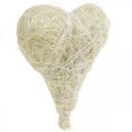 Floristik24 Sisal harten, Valentijnsdag, Moederdag, gebleekte decoratieve harten, crèmewit H7,5–9cm 16 st