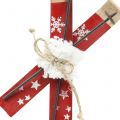 Floristik24 Paar ski&#39;s rood voor hangende kerstboom 13,7cm x 7cm 3st