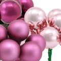 Floristik24 Mini kerstbal roze bes spiegel bessen glas Ø25mm 140st