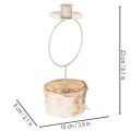 Kandelaar met voet van berkenhout en metalen ring, 20 cm | Floristik24.nl