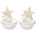 Floristik24 Keramische sterrenkaarsenstandaards, kerstdecoratie, 11 cm, 2 stuks
