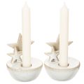 Keramische sterrenkaarsenstandaards, kerstdecoratie, 11 cm, 2 stuks | Floristik24.nl
