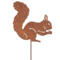 Tuinpaal met eekhoornmotief, roestbruine decoratieve paal voor bloemperk en bloempot, 52 cm, 2 stuks | Floristik24.nl
