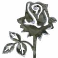 Floristik24 Metal stud rose zilvergrijs, white wash metaal 20cm × 8cm 12st