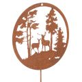 Floristik24 Tuinpaal, roestkleurig, rond, met hertensilhouet, bosdecoratie, 53 cm, 2 stuks