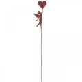 Tuinsteker roest engel met hartje versiering Valentijnsdag 60cm