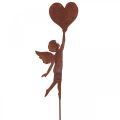 Tuinsteker roest engel met hartje versiering Valentijnsdag 60cm