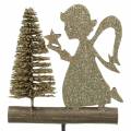 Floristik24 Decoratie plug rendier en engel met dennenboom goud glitter hout H45cm 3st