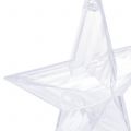 Floristik24 Ster voor het ophangen van plastic doorzichtige kerstboomversieringen 12cm 6st