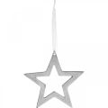 Floristik24 Ster voor het ophangen van zilver aluminium kerstdecoratie 15,5 × 15cm