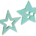 Floristik24 Decoratieve sterren voor handwerk Mint zelfklevend schuimrubber 4cm 36st
