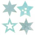 Floristik24 Decoratieve sterren voor handwerk Mint zelfklevend schuimrubber 4cm 36st