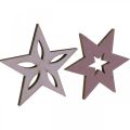 Floristik24 Deco houten sterren paarse kerstster zelfklevend 4cm mix 36st