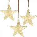 Floristik24 Sterren om op te hangen, metalen decoraties, kerstboomversieringen gouden 9,5 × 9,5cm 3st