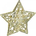 Floristik24 Strooidecoratie sterren, lichtketting bevestiging, kerst, metalen decoratie goud Ø6cm 20 stuks