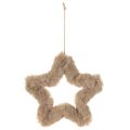 Hangende decoratieve ster van imitatiebont, 21 cm, 4 stuks | Floristik24.nl