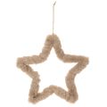 Decoratieve stervormige decoratie van imitatiebont om op te hangen, 30 cm, 3 stuks | Floristik24.nl