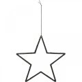 Floristik24 Kerstdecoratie ster hanger zwart glitter 17,5cm 9st