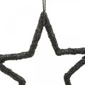 Floristik24 Kerstdecoratie ster hanger zwart glitter 7.5cm 40st
