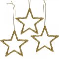 Floristik24 Kerstdecoratie ster hanger goud glitter 7.5cm 40st