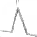 Floristik24 Kerstdecoratie ster hanger zilver glitter 17,5cm 9st