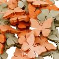 Floristik24 Strooidecoratie vlinder houten vlinders zomerdecoratie oranje, abrikoos, bruin 144 stuks