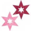 Floristik24 Houten sterren deco hagelslag Kerst lila H4cm 72st