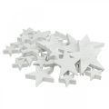 Floristik24 Strooidecoratie houten sterren Kerst wit 2,5/4,5/6,5cm 29st