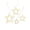 Houten sterren decoratie decoratiehanger houten ster naturel 6/8/10/12cm 16st