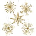 Floristik24 Straw Stars Glitter Goud Set Kerstdecoraties Ø8cm 24st