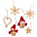 Floristik24 Set van rietjesversieringen voor de kerstboom, figuurtjes en sterren van 6 cm, 30 stuks.