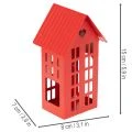 Metalen theelichthouder in de vorm van huisjes, rood, met schaaltje, 35 cm, 1 set | Floristik24.nl