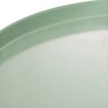 Groene ronde metalen siertafel, 40 cm diameter, met hoge rand. | Floristik24.nl