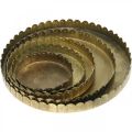 Metalen borden voor decoratie, tafeldecoratie, kaarsenbakje rond goud antiek look Ø7,5/10/12/15/18cm H2cm set van 5 | Floristik24.nl