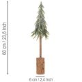 Kunstmatige kerstboom, met ijseffect, houten voet, winterdecoratie, 60 cm | Floristik24.nl