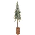 Floristik24 Kunstmatige kerstboom, met ijslaag, decoratieve boom op een houten voet voor winterdecoratie en kerst, 75 cm