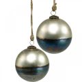 Floristik24 Kerstballen tweekleurig glazen bol Ø12cm blauw, metallic 2st