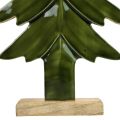 Kerstboom houtdecoratie glanzend groen 22,5x5x50cm
